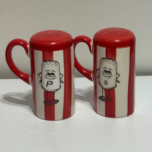 Unbranded Dining Salt Shakers One Size Red White Set of 2 Ceramic Popcorn